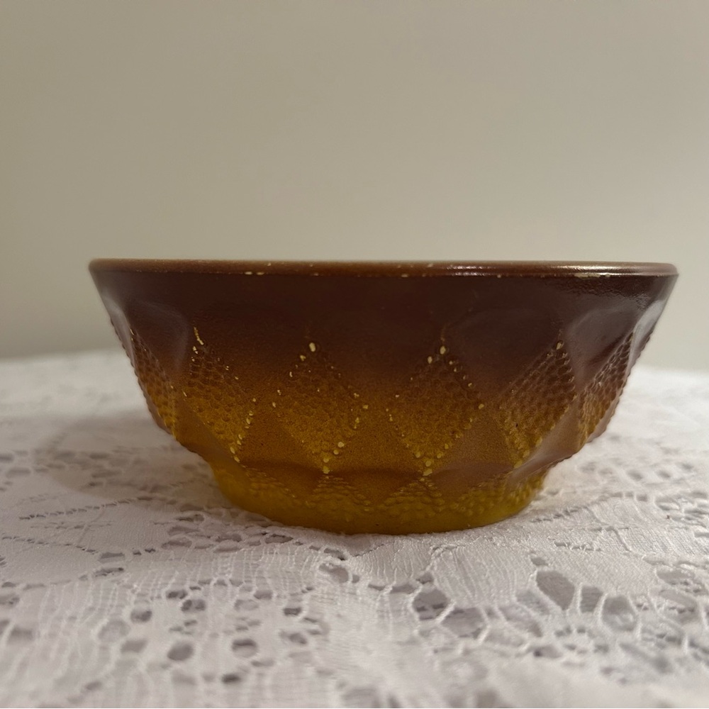 Vintage Anchor Hocking Fire King Kimberley 5 inch brown yellow ombré